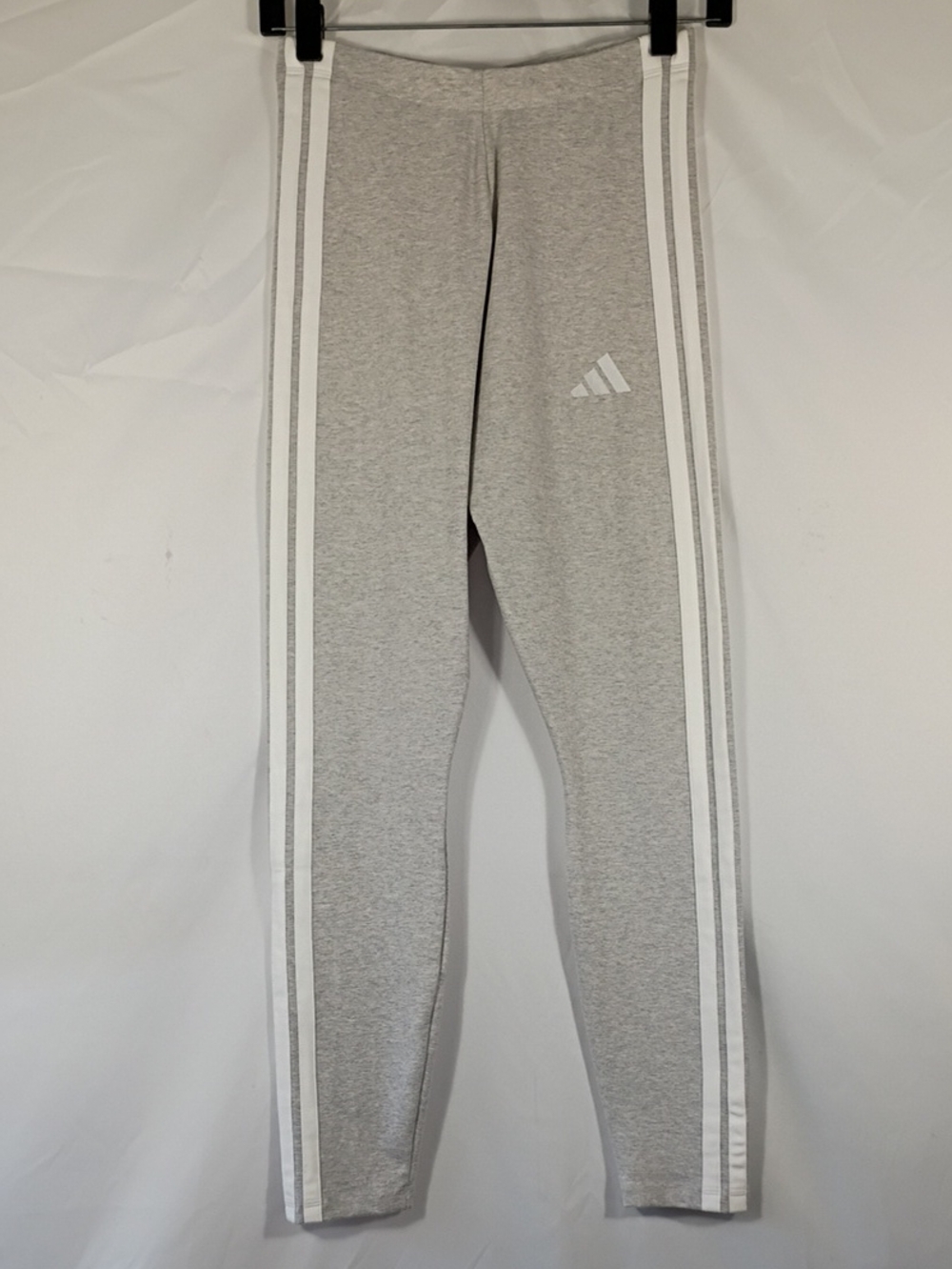 NWT Adidas Light Gray Heather White Stripe Leggings Tights Women Size Small